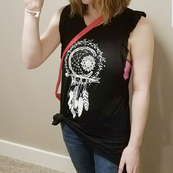 Last 1💕Medium!Boho Dreamcatcher Ruffle Tank Tunic - Picture 1 of 5